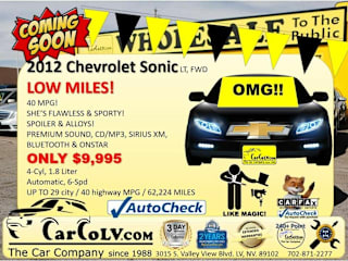 2012 Chevrolet Sonic LT 1G1JC6SH1C4228676 2012 Chevrolet Sonic LT