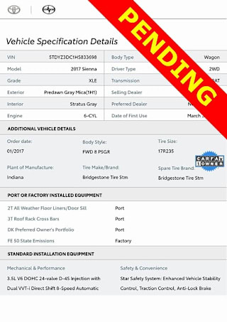 2017 Toyota Sienna 5TDYZ3DC1HS833698 2017 Toyota Sienna